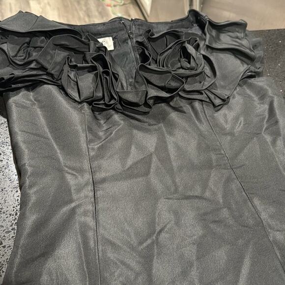 Rickie Freeman For Teri Jon Silk Black Rosette Sheath Mini Dress Size 4 Womens - Picture 5 of 6
